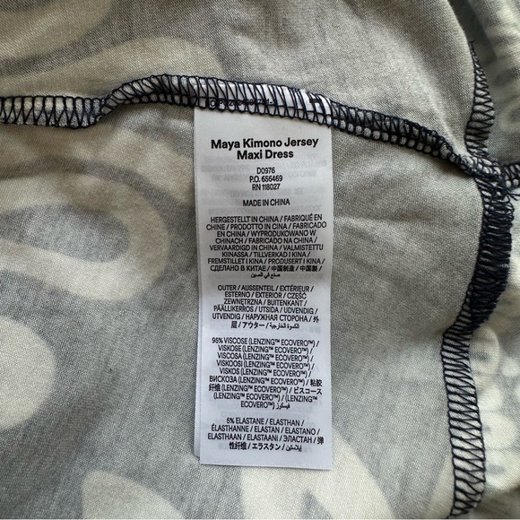 BODEN New With Tags Maya Kimono Jersey Maxi Dress Navy, Palm Foliage Sz 8 - Picture 8 of 11